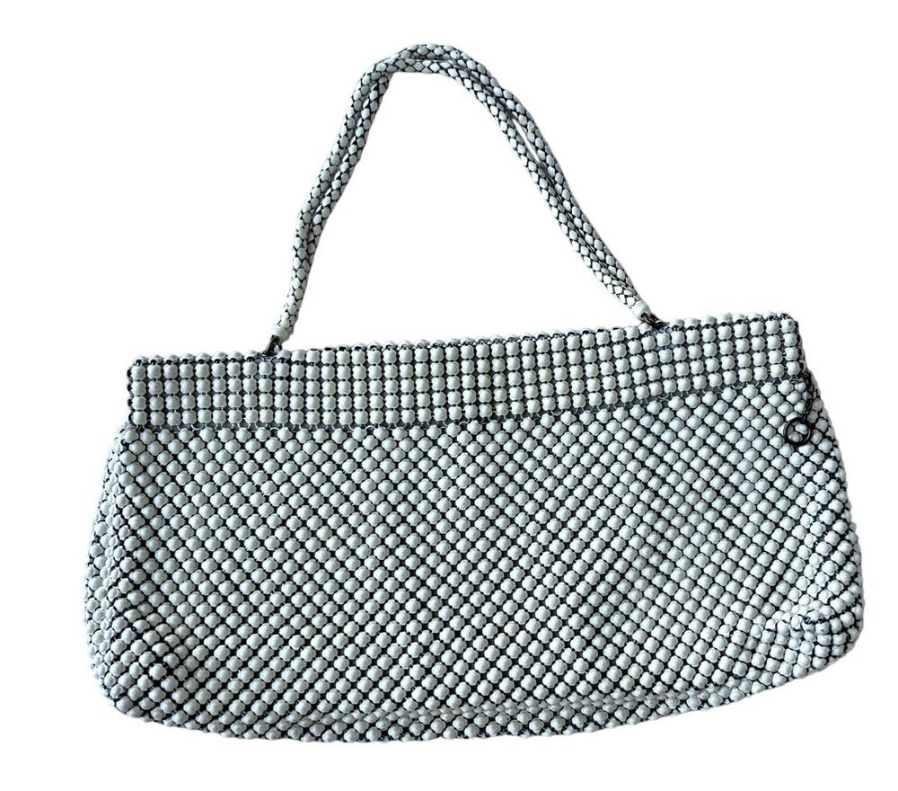 Vintage 1940s Whiting and Davis Ivory Alumesh Handbag Mesh Evening Purse 40s